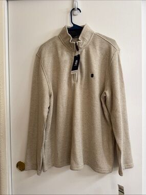 NWT- IZOD Quarter-Zip Fleece Pullover - Beige